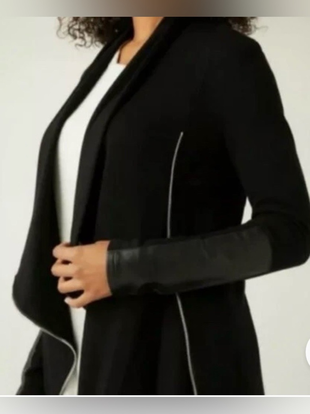 Fifteen Twenty Leather Patch Jacket Black Cross zip Funnel neck Women M 265 MSRP
